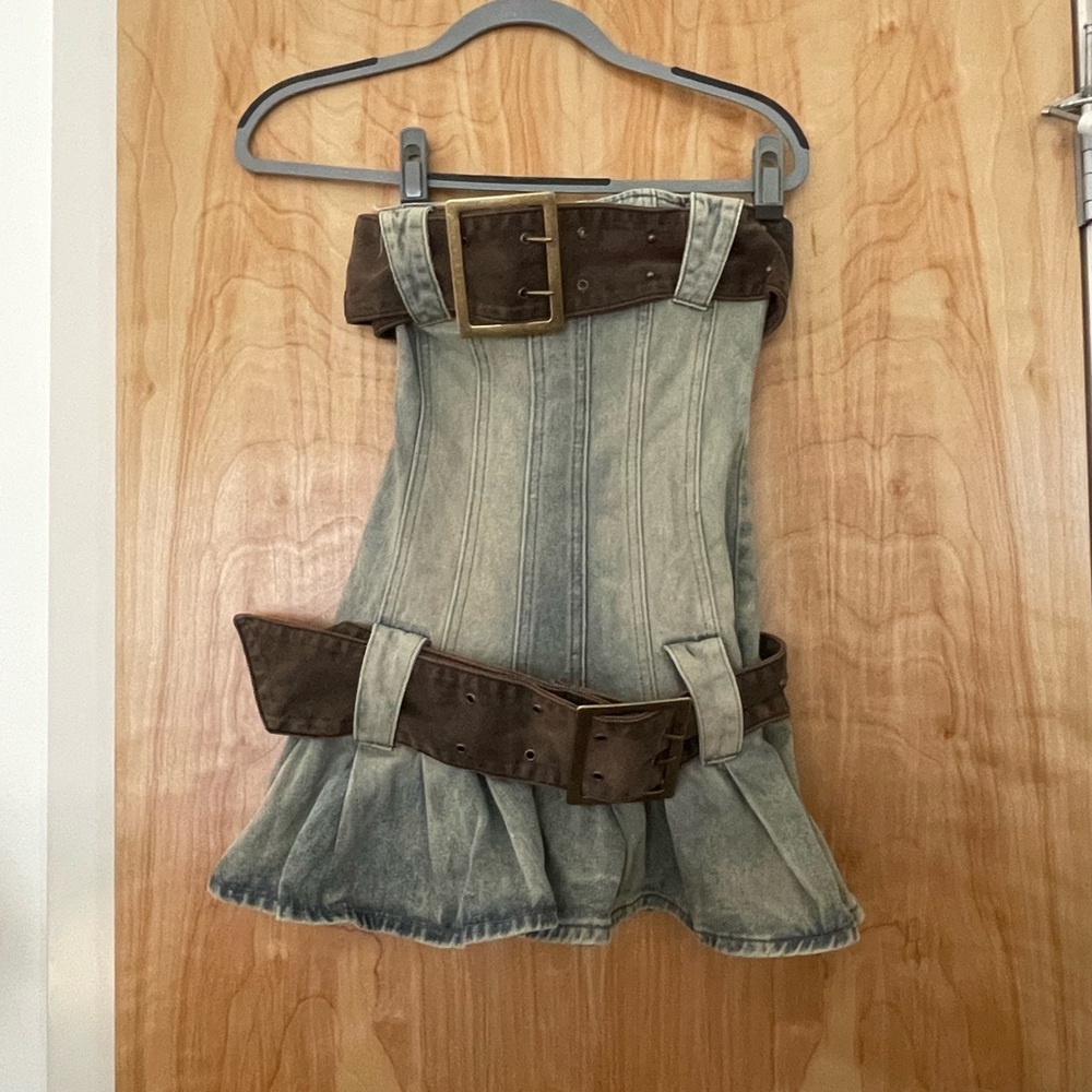 NWT Jaded London Belted Corset Denim Mini Dress